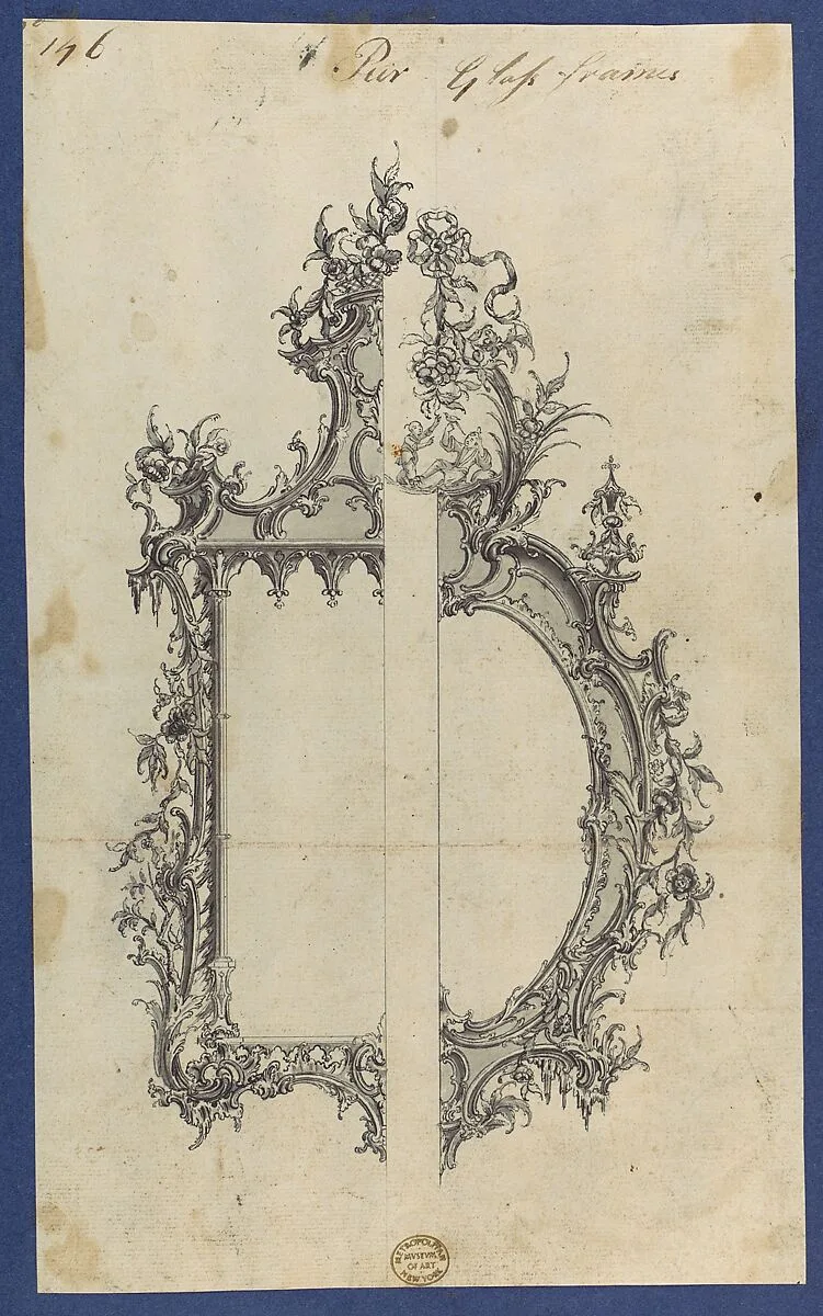 Pier Glass Frames, in Chippendale Drawings, Vol. I — Thomas Chippendale