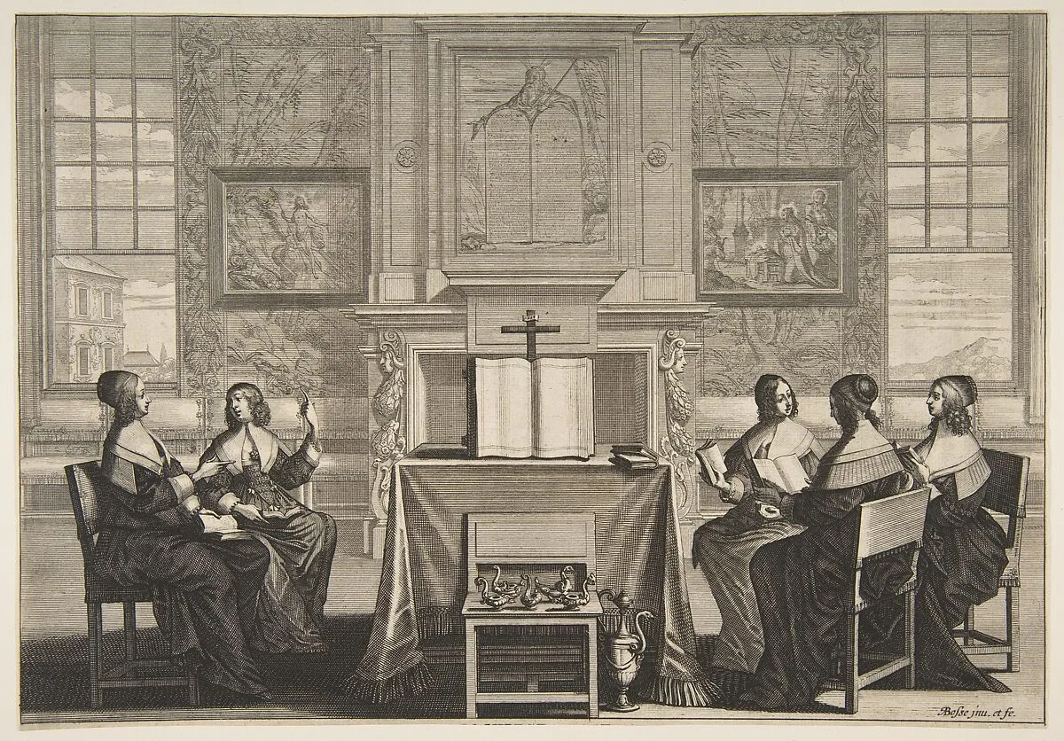 The Wise Virgins Conversing — Abraham Bosse