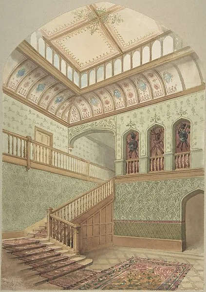 Interior showing Staircase and Skylight — John Gregory Crace|John Dibblee Crace