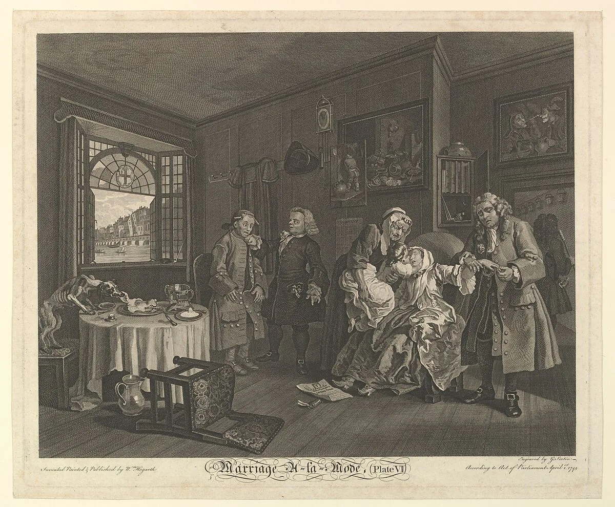 Marriage A-la-Mode, Plate VI — William Hogarth|Simon Francis Ravenet, the elder