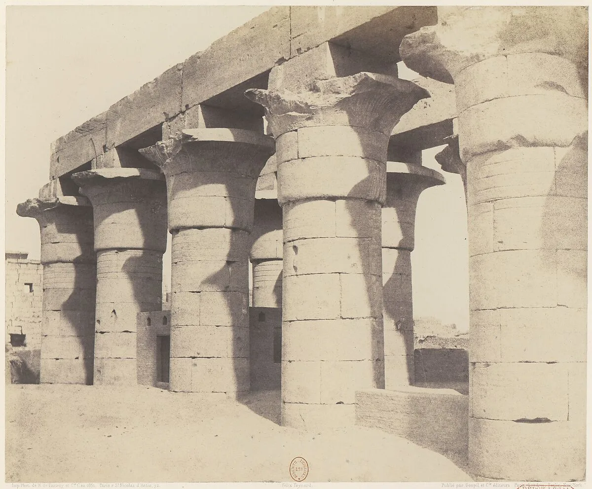 Louksor (Thèbes). Construction Centrale - Grande Colonnade — Félix Teynard|Imprimerie Photographique de H. de Fonteny et Cie