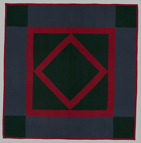 Quilt, Diamond in the Square pattern — Amish maker