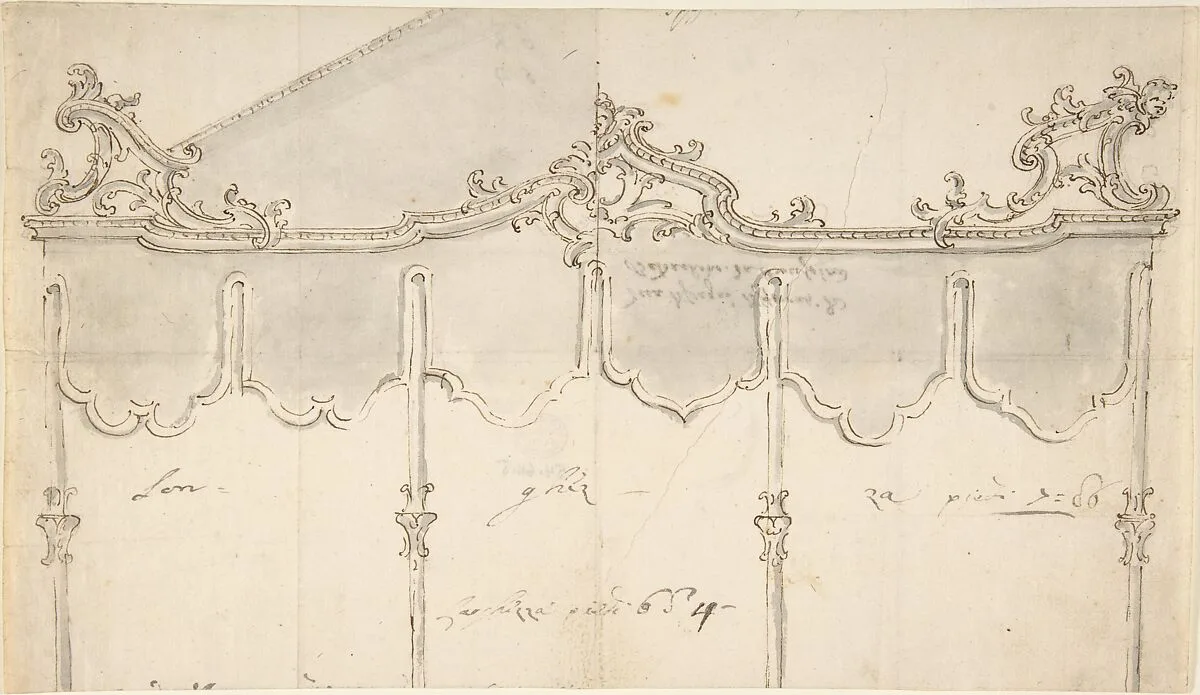 Cartouche due disegno differenti da Baldachino da Processioni — Giovanni Larciani ("Master of the Kress Landscapes")