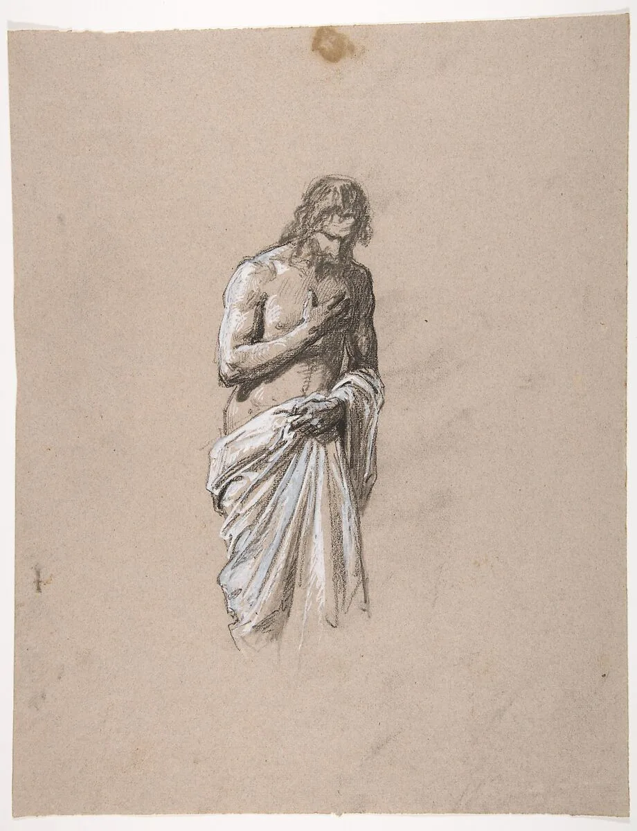 Study for Clovis (middle register; study for wall paintings in the Chapel of Saint Remi, Sainte-Clotilde, Paris, 1858); verso: Head of a Soldier (unrelated to Sainte-Clotilde decorations) — Isidore Pils