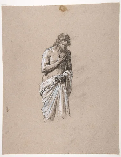 Study for Clovis (middle register; study for wall paintings in the Chapel of Saint Remi, Sainte-Clotilde, Paris, 1858); verso: Head of a Soldier (unrelated to Sainte-Clotilde decorations)