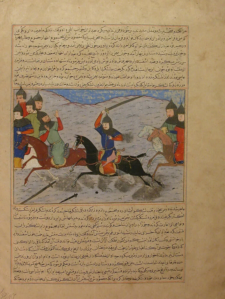 "Bahman Taking Revenge on the Sistanians" Folio from the Majma' al-Tavarikh (Compendium of Histories) of Hafiz-i Abru — Hafiz-i Abru