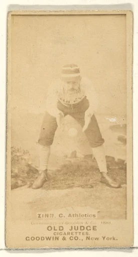 Zinn, Catcher, Philadelphia Athletics, from the Old Judge series (N172) for Old Judge Cigarettes