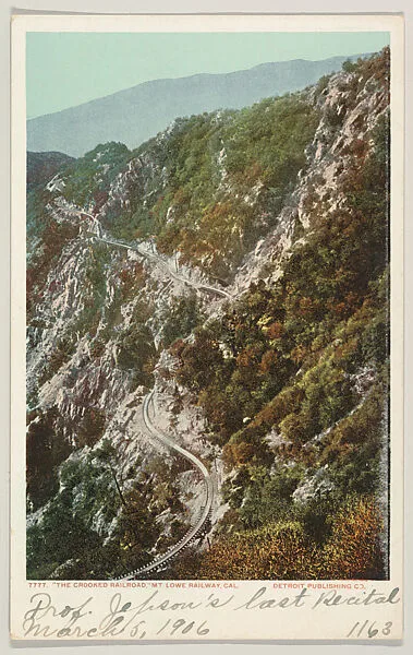 "The Crooked Railroad," Mt. Lowe Railway, California, No. 7777 — Detroit Publishing Company