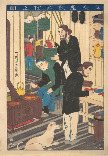 Ijiin Yashiki ryōri no zu|Inside a Foreign Restaurant