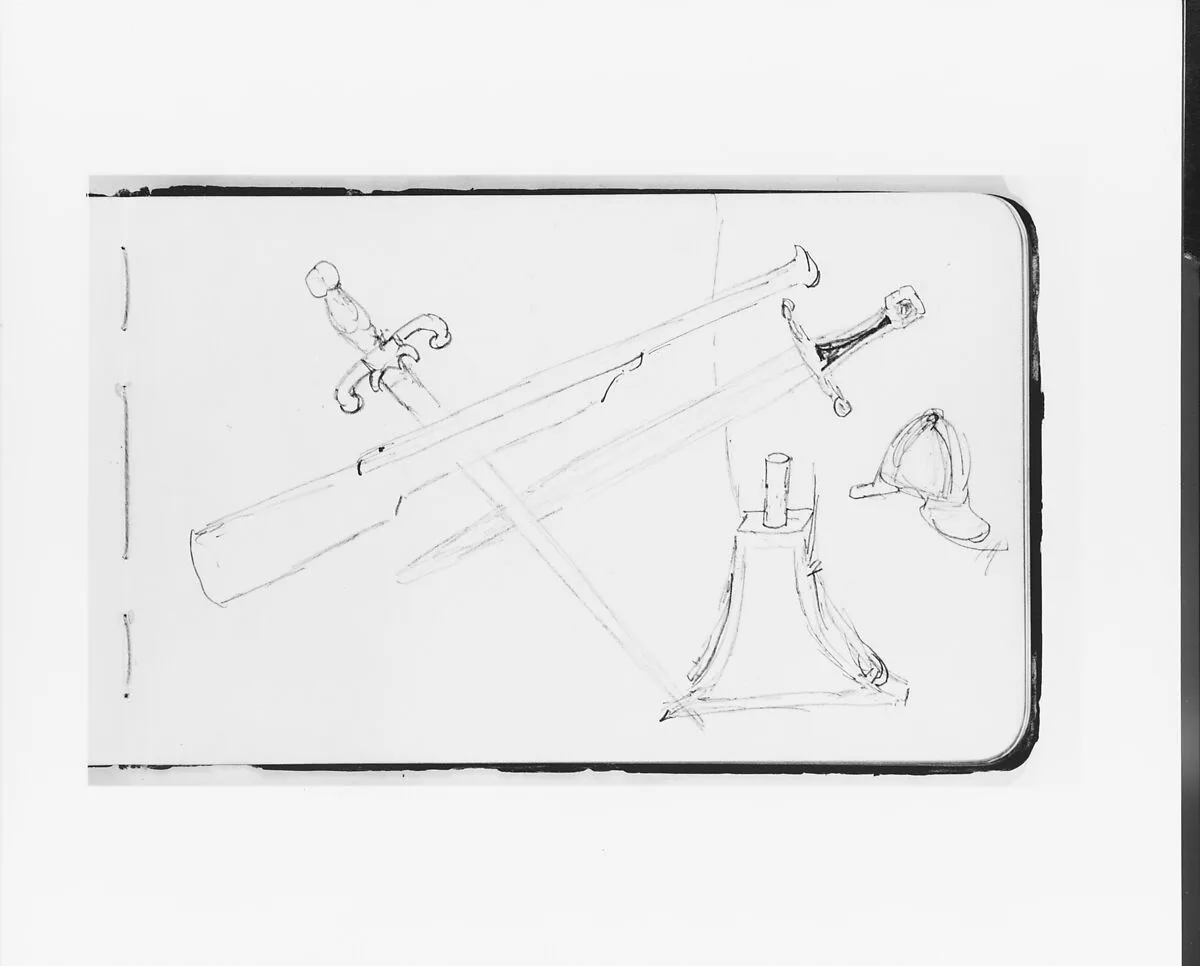 Weapons and Accessories (from Sketchbook) — Albert Bierstadt