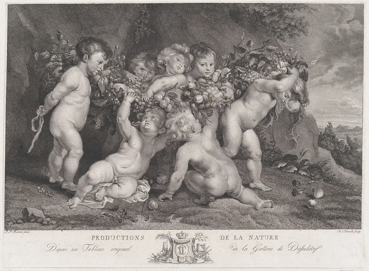 Seven putti carrying a garland of fruit — Peter Paul Rubens|Heinrich Schmitz