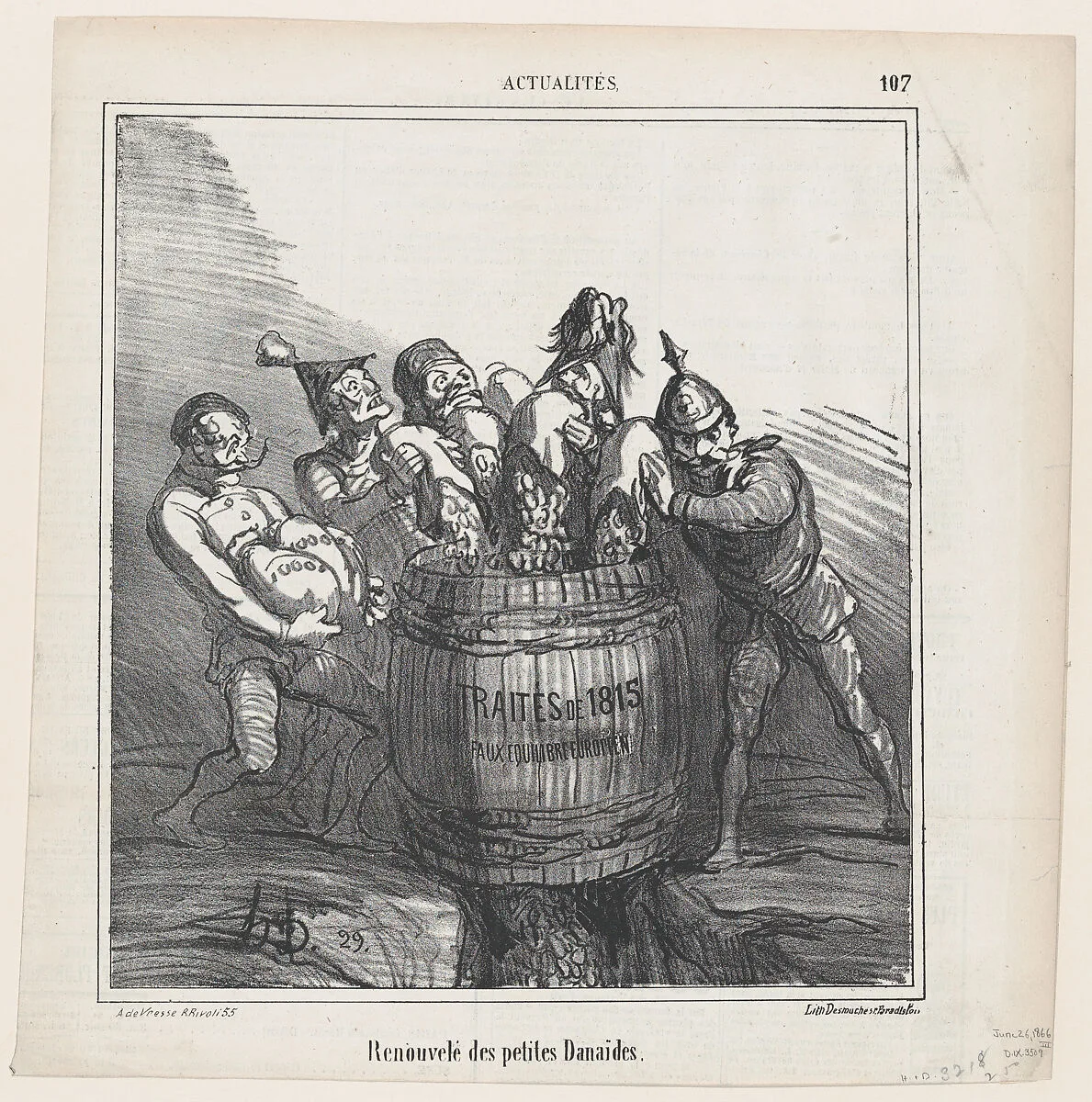 Revival of the little Danaides, from 'News of the day,' published in Le Charivari, June 26, 1866 — Destouches|Honoré Daumier|Arnaud de Vresse