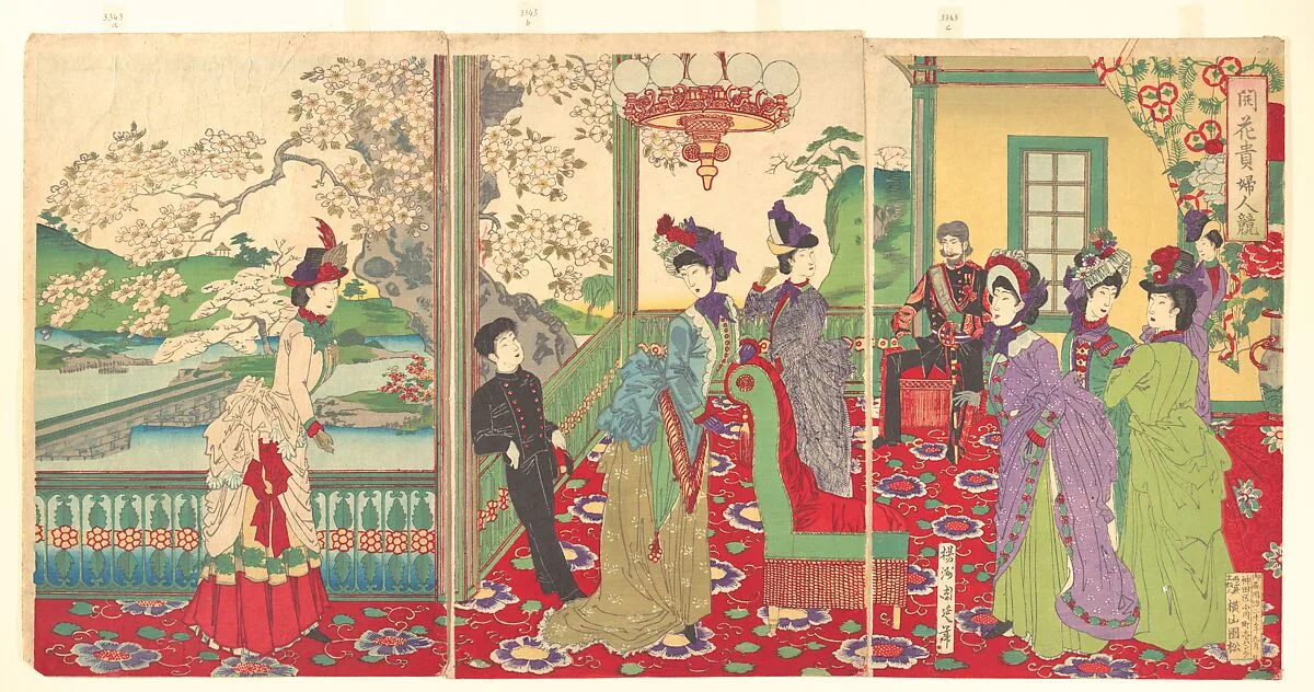 楊洲周延画 『開花貴婦人競』|A Contest of Elegant Ladies among the Cherry Blossoms (Kaika kifujin kisoi) — Yōshū (Hashimoto) Chikanobu