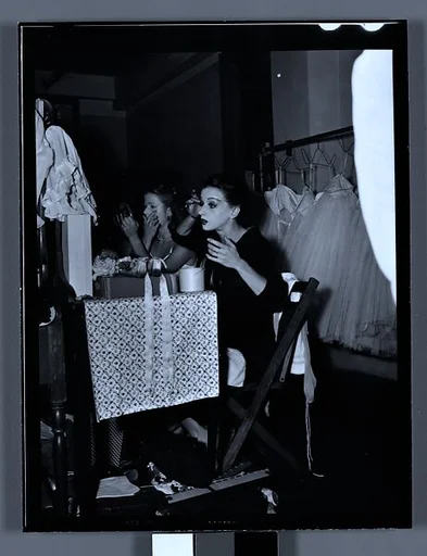 [Ballet Theatre Dancers Applying Makeup in Dressing Room, New York City]