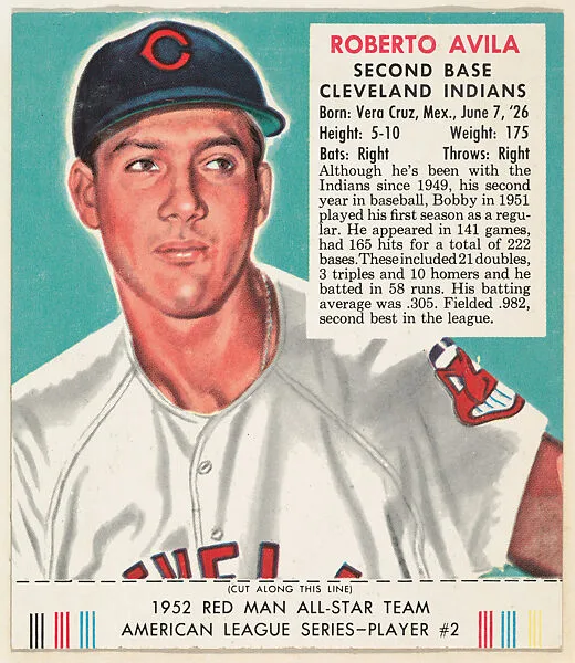 Roberto Avila, from the Red Man All-Star Team series (T232), issued by Red Man Chewing Tobacco — Red Man Chewing Tobacco