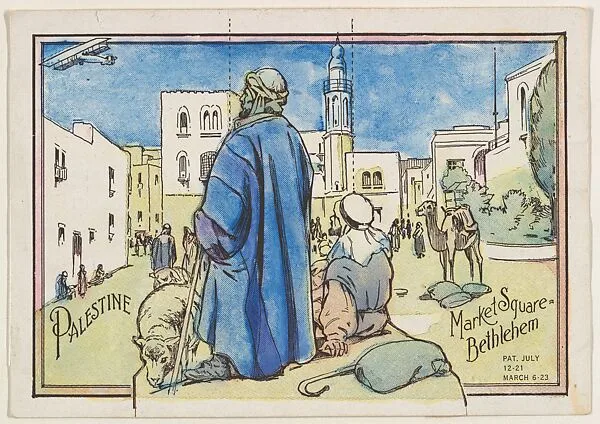 Palestine, Market Square, Bethlehem, bakery card from the Magic Card of Knowledge series (D50), issued by the John English Baking Company — John English Baking Company