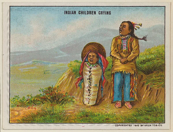 Indian Children Crying, from the "Indian Life in the 60's" series (T73), issued with Hassan Cork Tip Cigarettes by the American Tobacco Company — American Tobacco Company