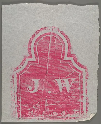 [Gravestone Rubbing: "J. W." in Red]