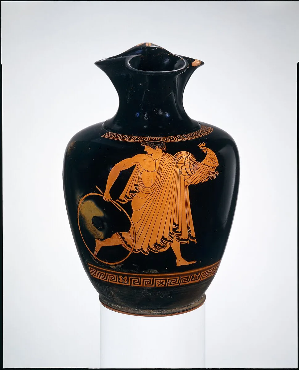 Terracotta oinochoe: chous (jug) — Pan Painter