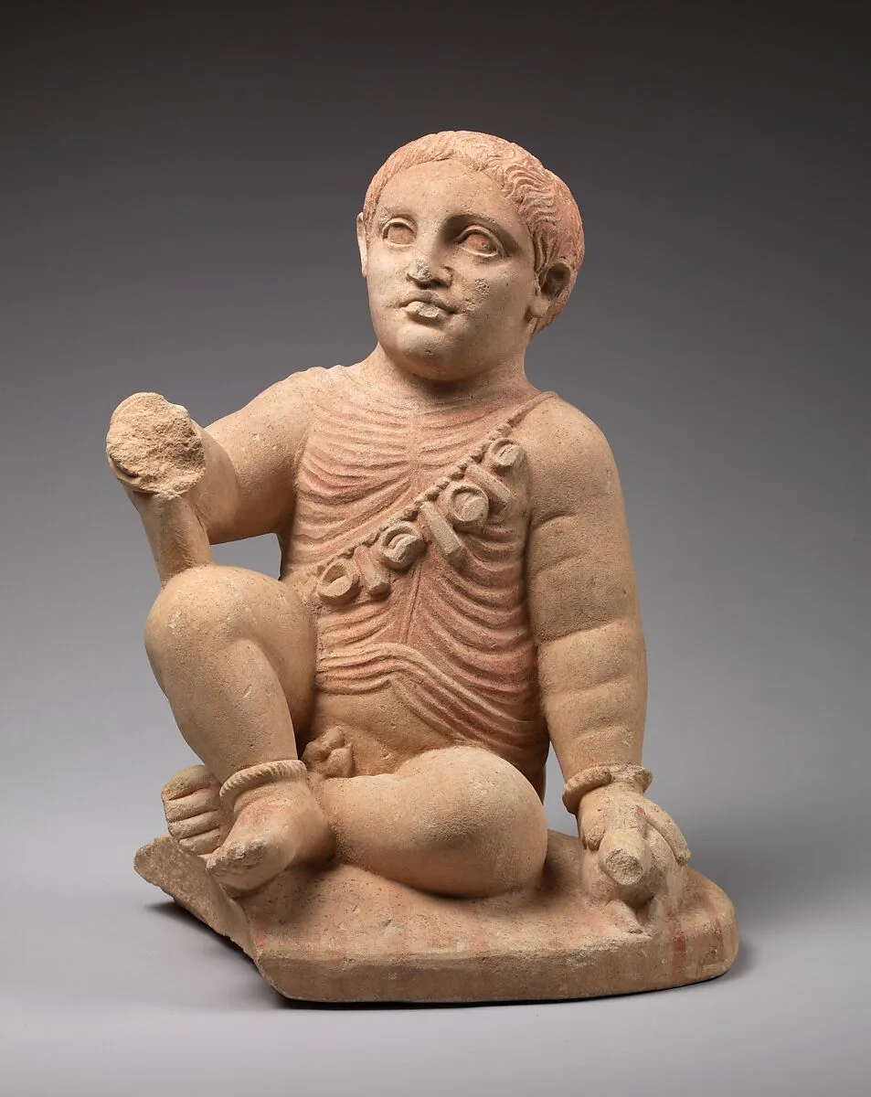 Limestone statuette of a temple boy — Unknown