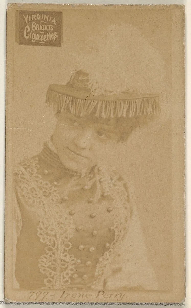 Card 799, Irene Perry, from the Actors and Actresses series (N45, Type 2) for Virginia Brights Cigarettes — Allen & Ginter