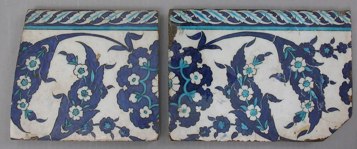Border Tiles with 'Saz' Leaf Design — Unknown