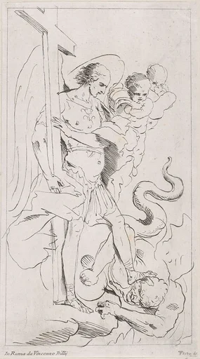 Saint Michael the Archangel crushing the demon underfoot