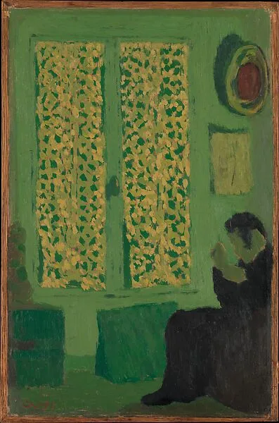 The Green Interior (Figure Seated by a Curtained Window) — Edouard Vuillard