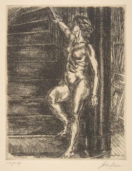 Nude Standing on Stairway — John Sloan