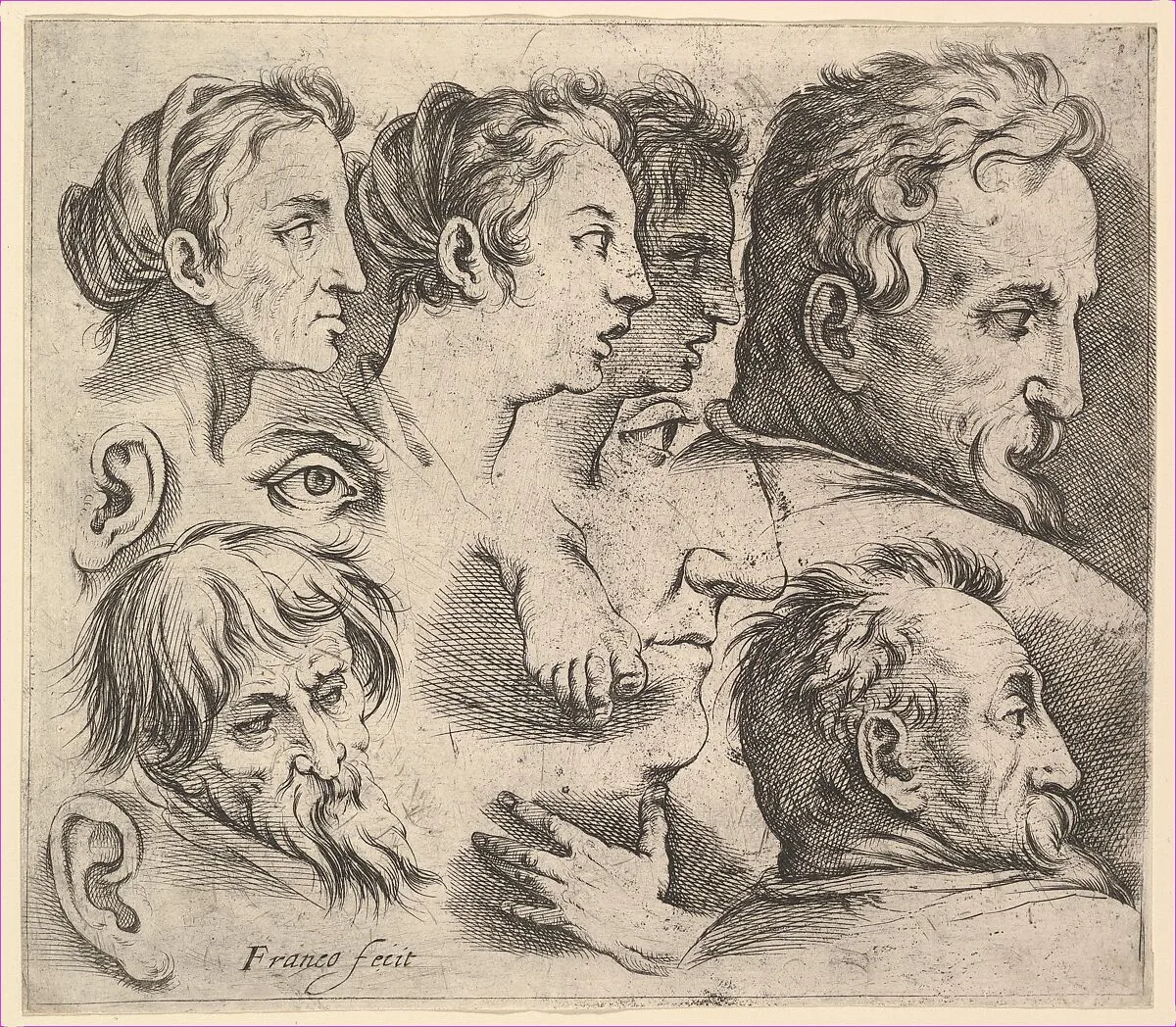 Studies of Heads — Battista Franco