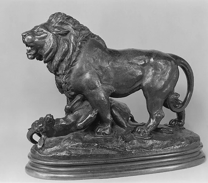 Lion with Antelope — Antoine-Louis Barye