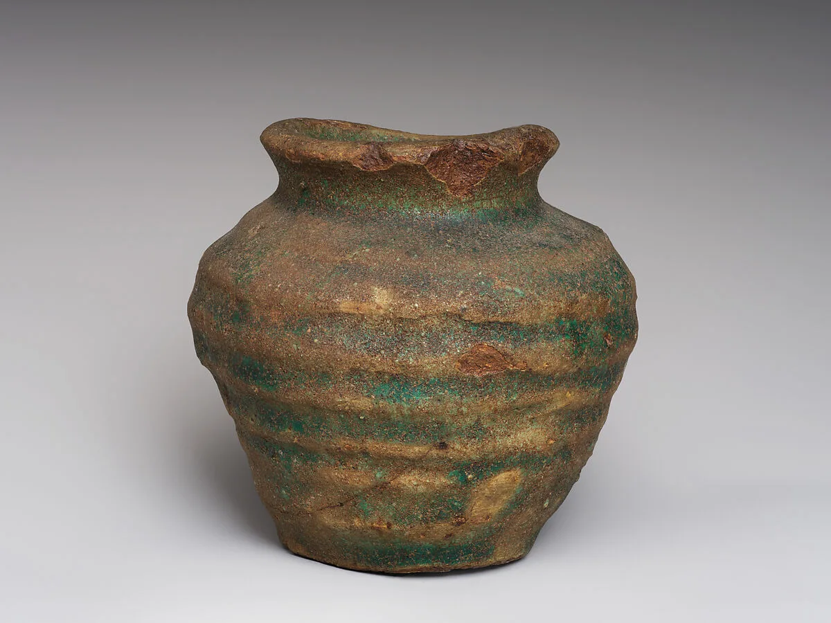 Small pot with remnants of green glaze — Unknown