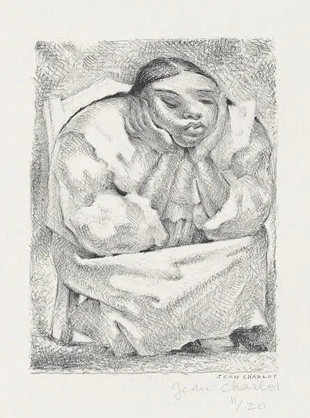 Luz Jiménez seated with her head in her hands — Jean Charlot