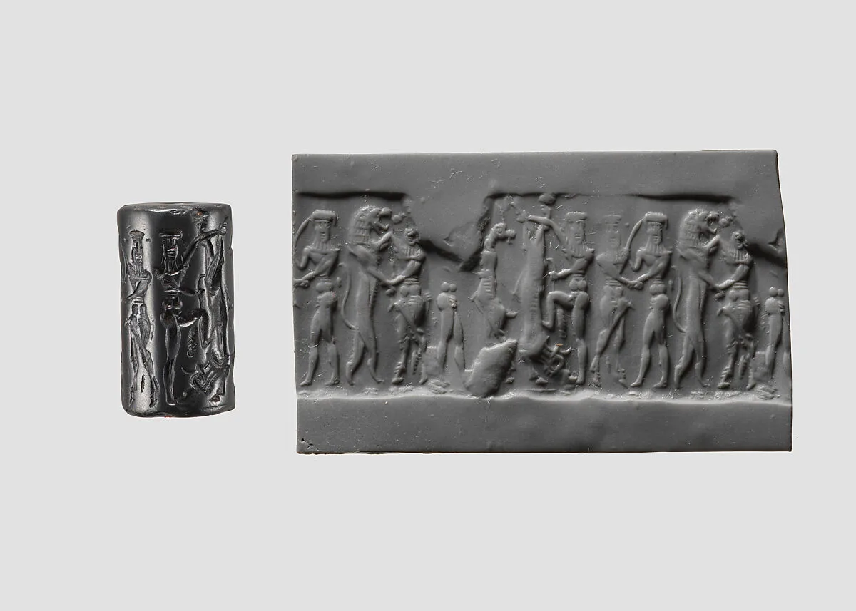 Cylinder seal with human and animal contests — Unknown