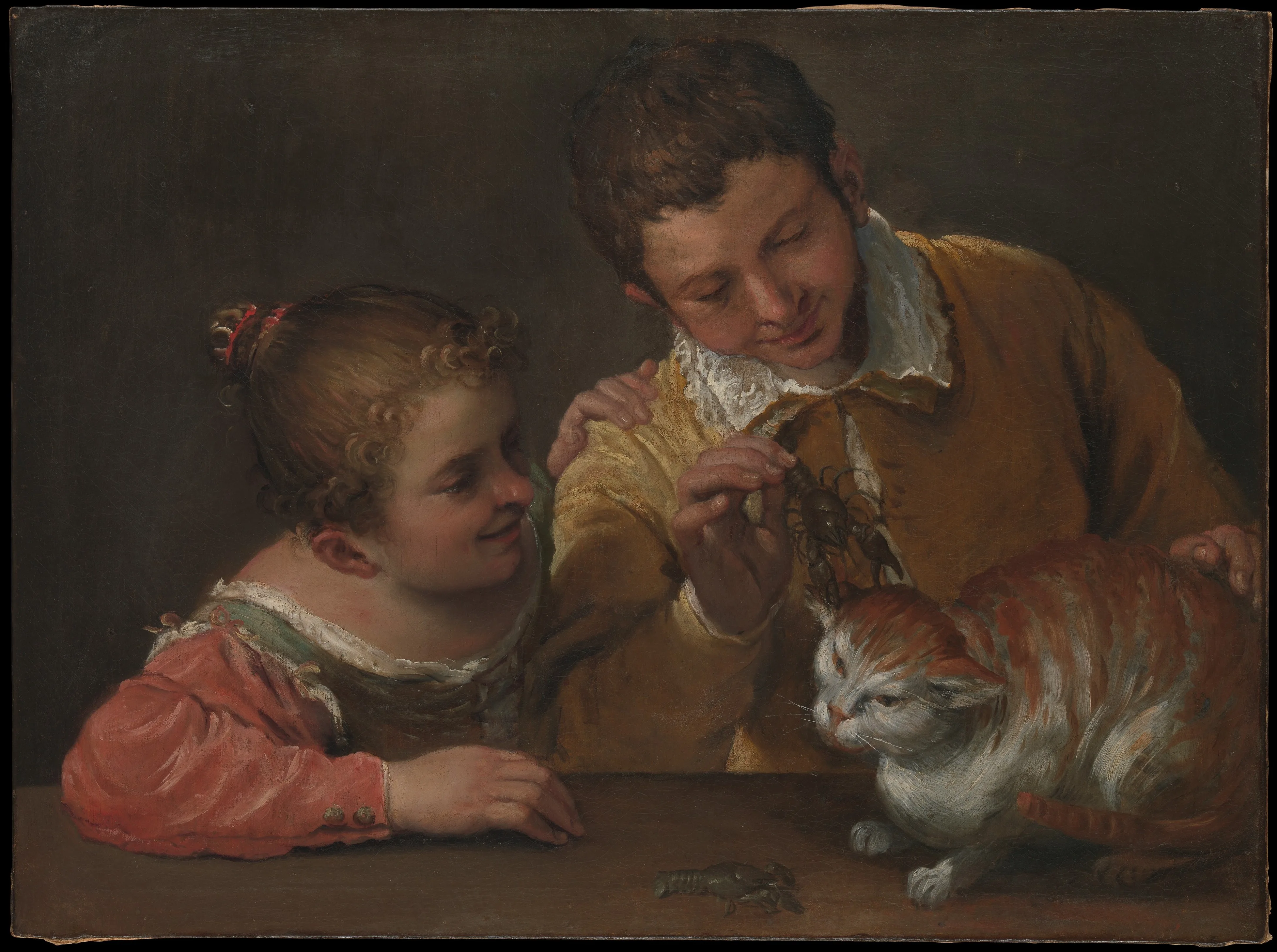 Two Children Teasing a Cat — Annibale Carracci