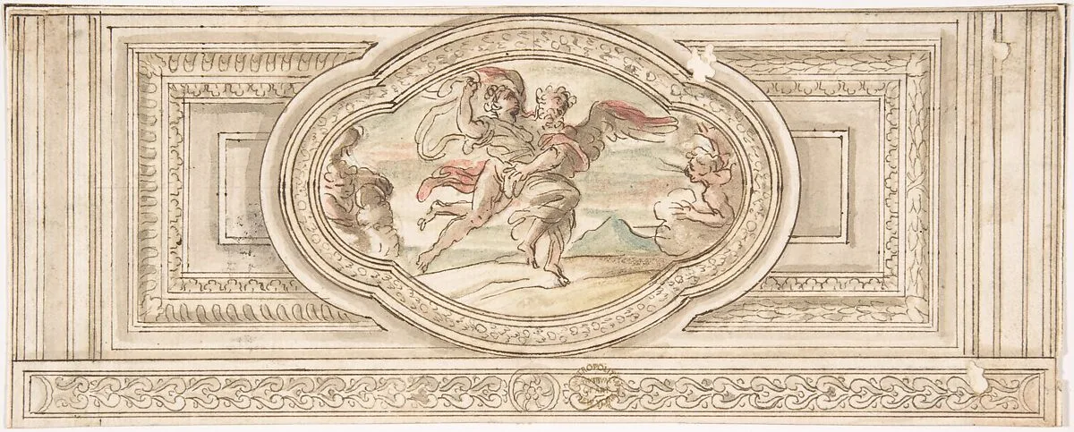 Design for a Panel with a Depiction of Boreas Abducting Oreithyia — Anonymous, Italian, Roman-Bolognese, 17th century