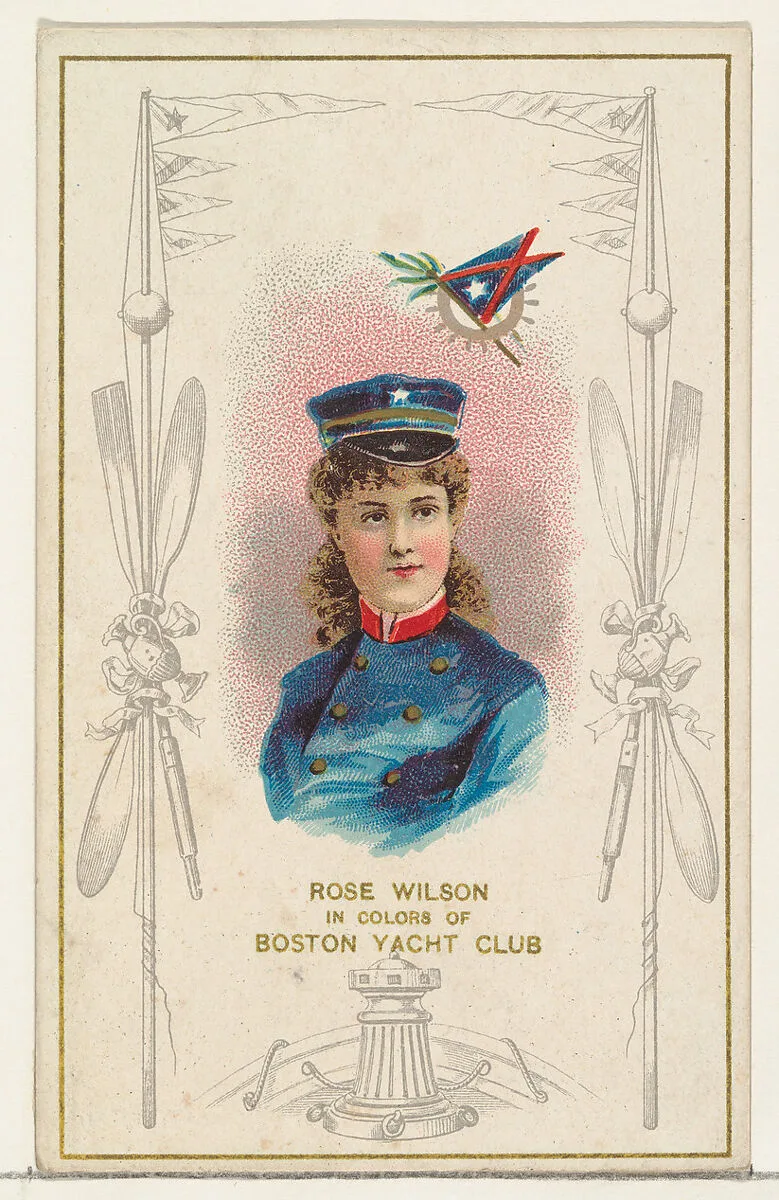 Rose Wilson in Colors of the Boston Yacht Club, from the Yacht Colors of the World series (N140) issued by Duke Sons & Co. to promote Honest Long Cut Tobacco — W. Duke, Sons & Co.