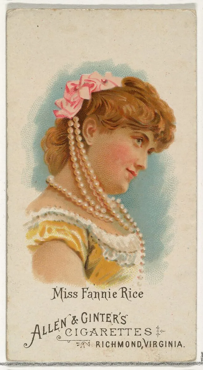 Miss Fannie Rice, from World's Beauties, Series 1 (N26) for Allen & Ginter Cigarettes — Allen & Ginter