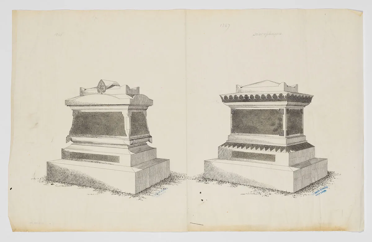 Two Sarcophagus Designs, Nos. 1368 and 1367 — Alexander Maxwell