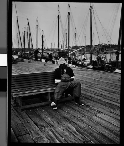 [Sponge Diver Seated on Bench, Tarpon Springs, Florida]