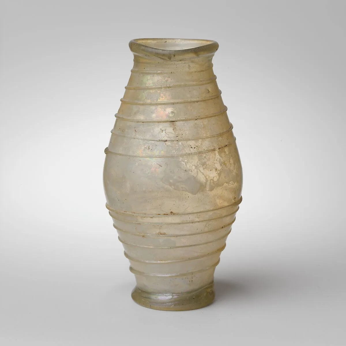 Glass barrel-shaped jar — Unknown