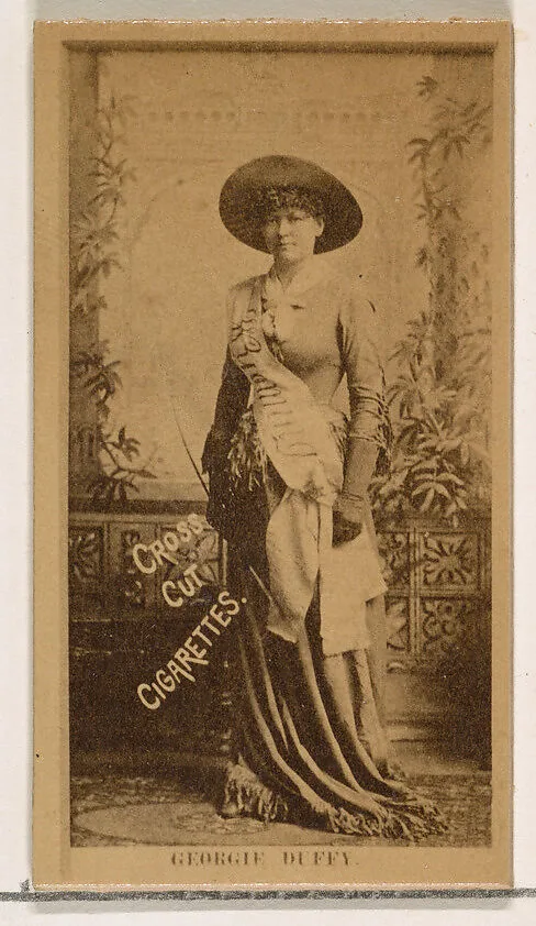 Georgie Duffy, from the Actors and Actresses series (N145-2) issued by Duke Sons & Co. to promote Cross Cut Cigarettes — W. Duke, Sons & Co.