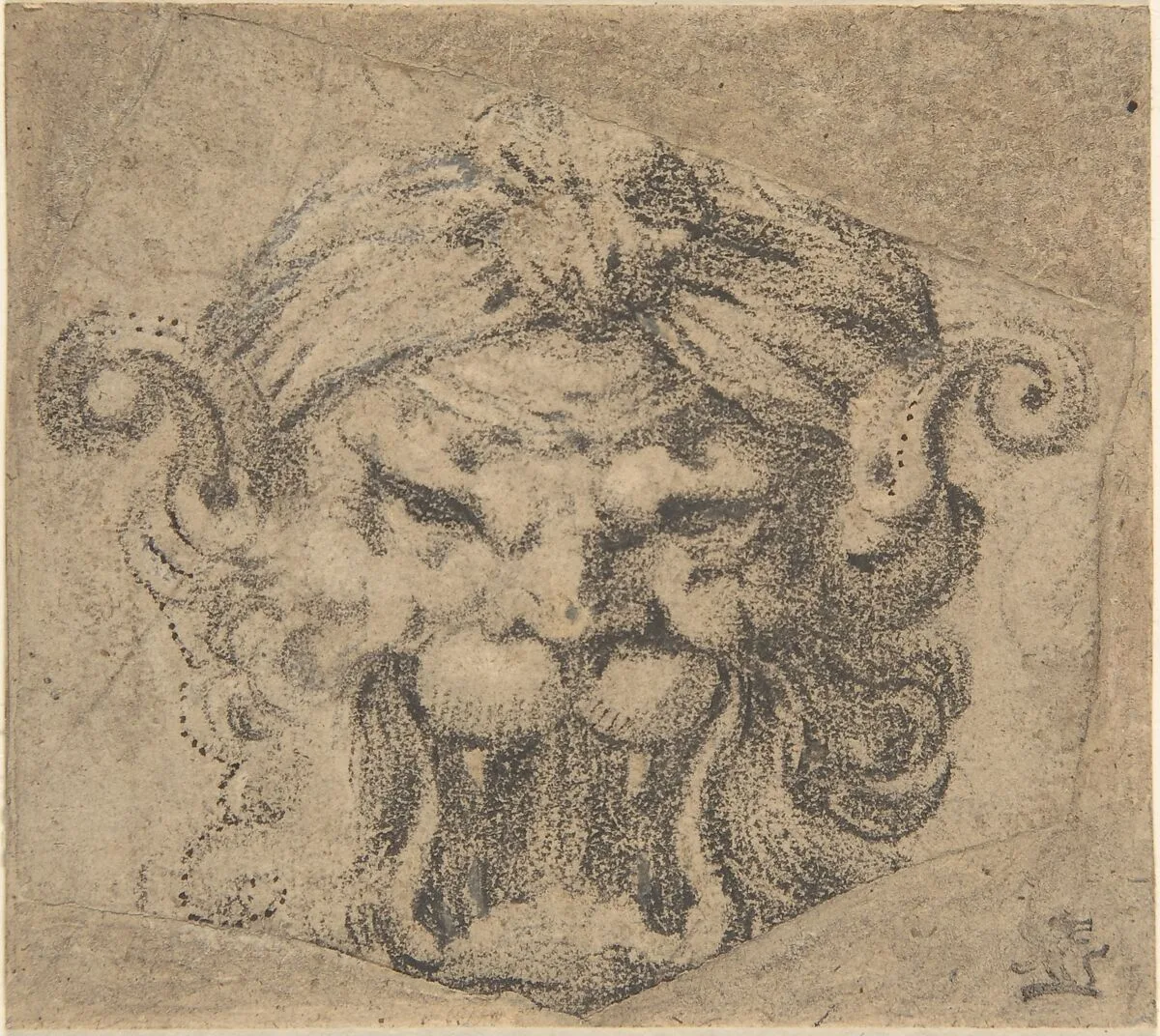 Design for a Leonine Grotesque Head — Anonymous, Italian, 16th to 17th century