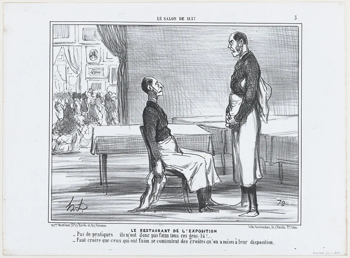 Le Restaurant de L'Exposition, from Le Salon de 1857, published in "Le Charivari" — Aaron Martinet|Honoré Daumier|Destouches