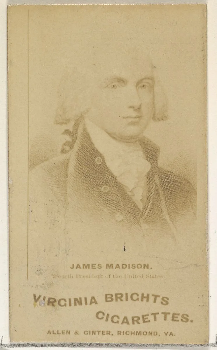 James Madison, from the Presidents of the United States series (N51) for Virginia Brights Cigarettes — Allen & Ginter