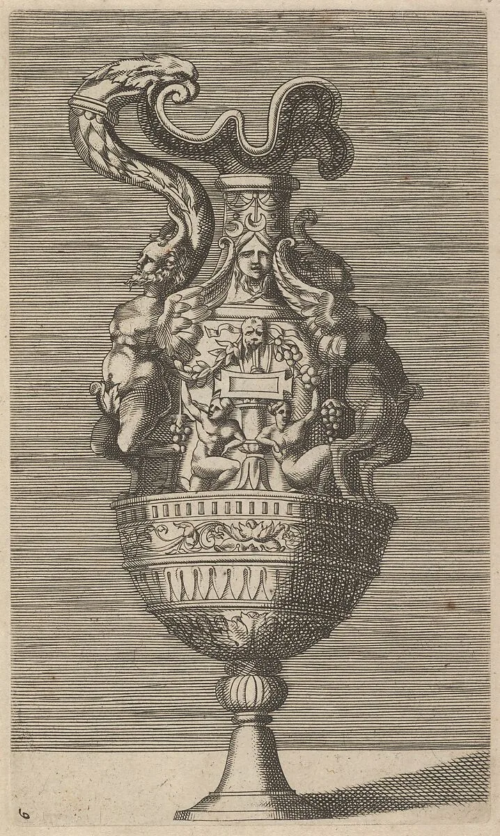 Vase with Two Winged Satyrs — Frederick de Wit|Rosso Fiorentino|Polidoro da Caravaggio|Claes Jansz. Visscher|René Boyvin