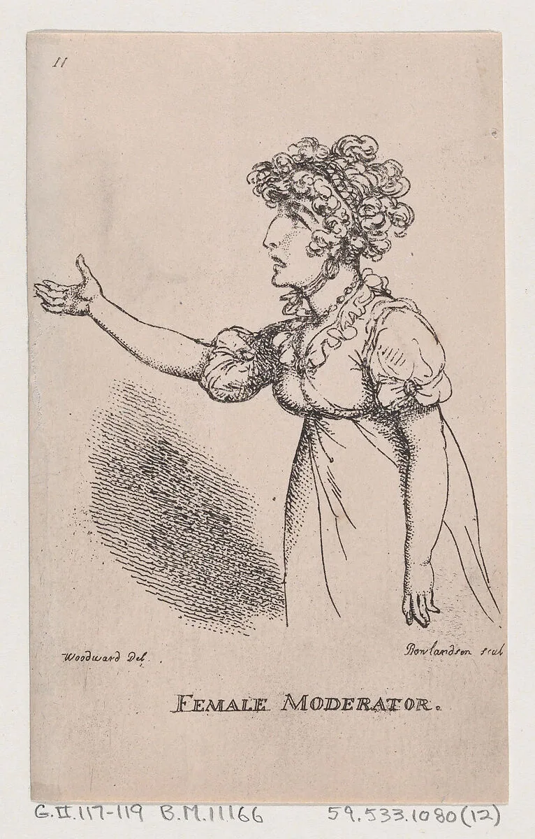 Female Moderator — Thomas Rowlandson|Thomas Tegg|George Murgatroyd Woodward