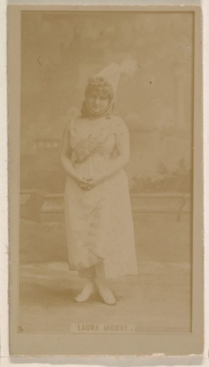 Laura Moore, from the Actresses series (N245) issued by Kinney Brothers to promote Sweet Caporal Cigarettes — Kinney Brothers Tobacco Company