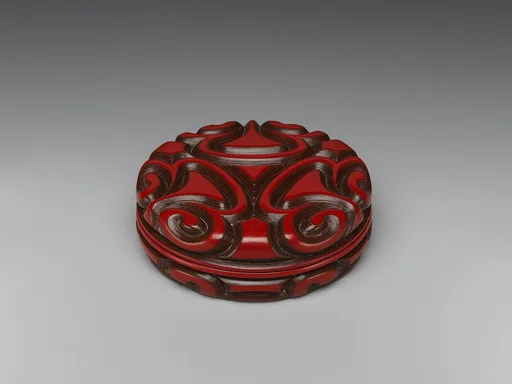 明 雕漆剔犀劍環紋盒|Box with pommel scrolls