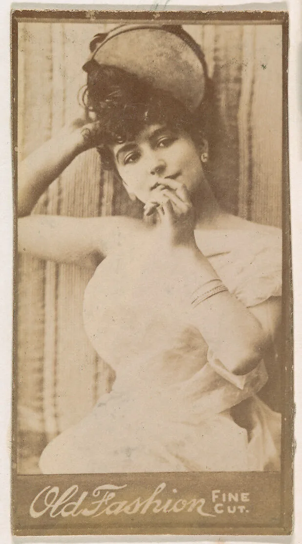 Actress posing with hand to lips, from the Actresses series (N664) promoting Old Fashion Fine Cut Tobacco — Unknown